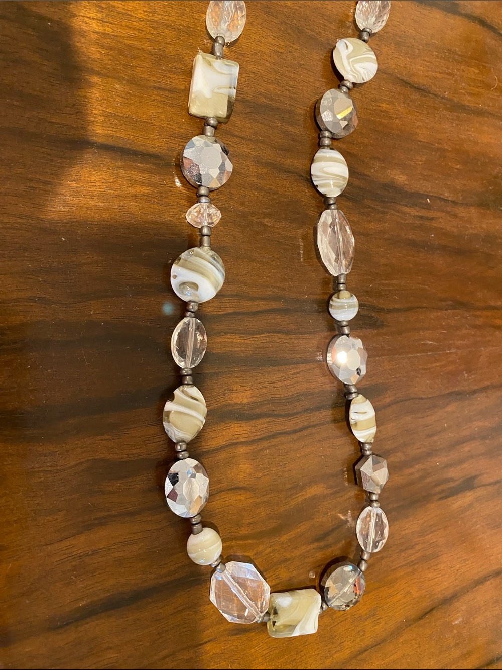 Belk Grey Swirl and Clear Beaded Women's Necklace, Long